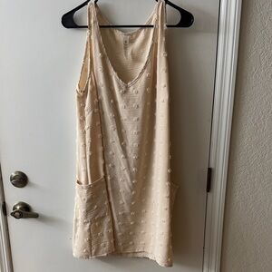 Cream Textured Sleeveless Dress